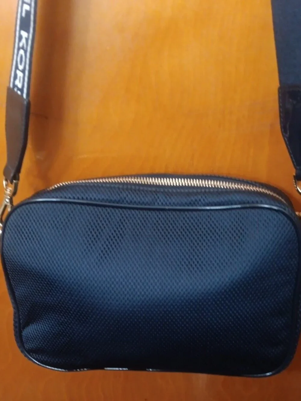 Michael Kors Navy and White Logo Messenger Crossbody